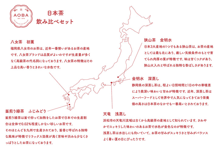 日本茶飲み比べセット – AOBA TEA DEALER AND RETAILER